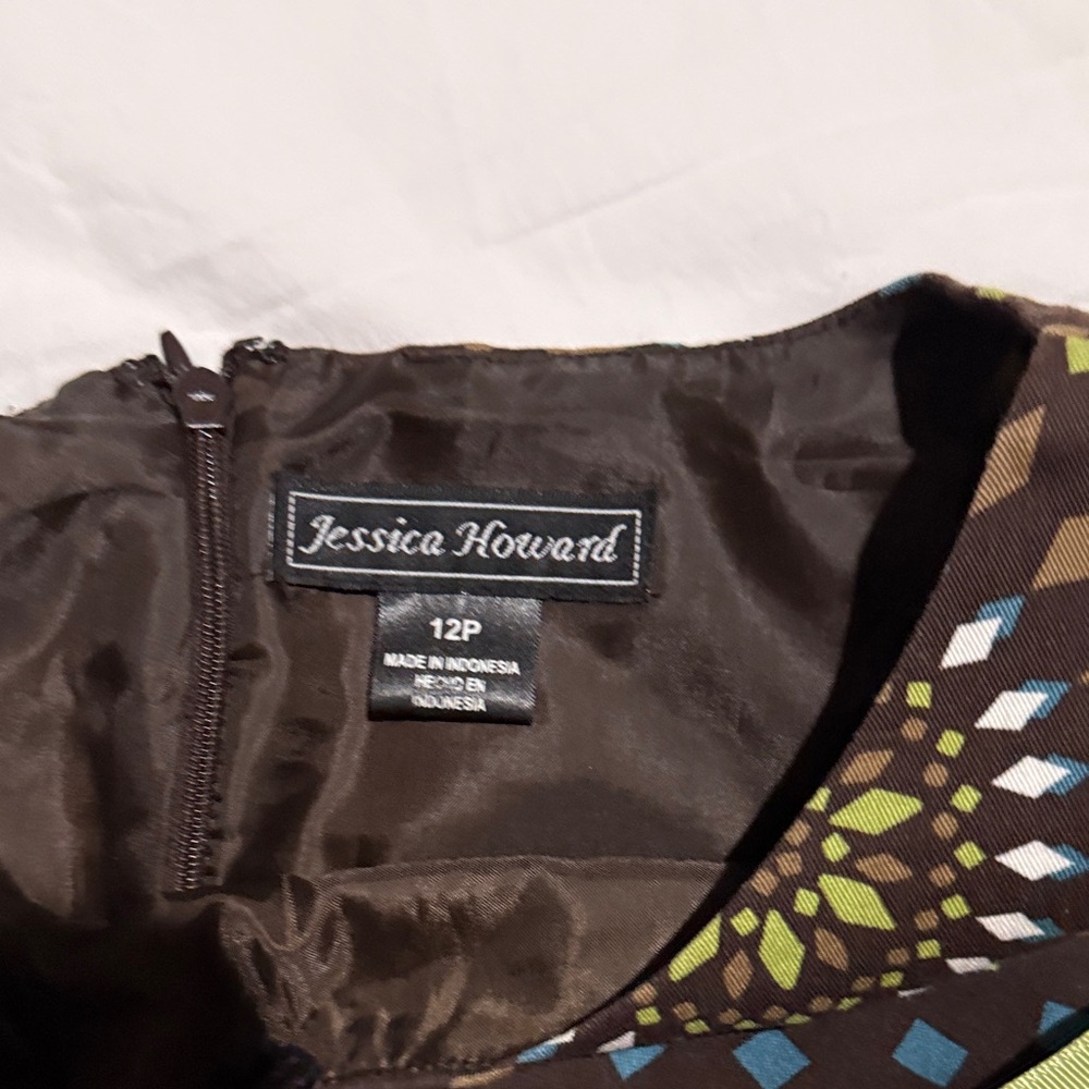 Jessica Howard  Sleeveless Brown and Green Patterned Mini Dress - Picture 5 of 10